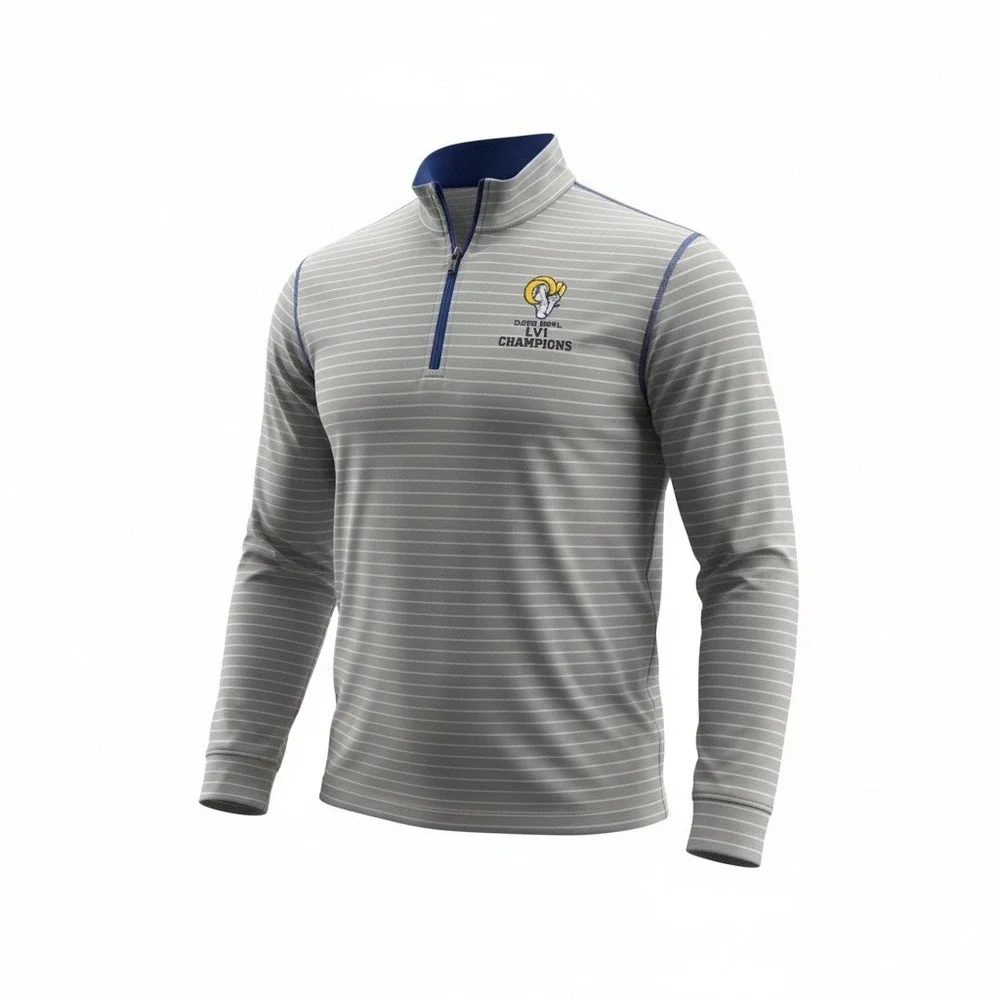 Cutter‎ & Buck LA Rams Super Bowl LVI Champions Quarter Zip Pullover Mens XL